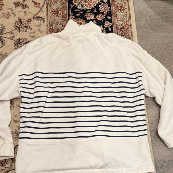 Madewell White and Navy Striped Turtleneck Sweater - Picture 2 of 4